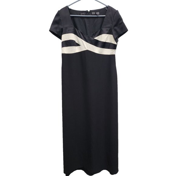 VTG Liz Claiborne Night Womens Maxi Dress Size 16 Black Short Sleeve Cocktail - Picture 1 of 8